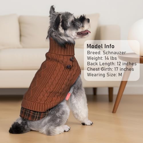 Image of KYEESE Dog Sweater for Small Dogs Turtleneck Thick Knit Pullover | Stretchy Fit, Lightweight & Warm, Cozy Knit Comfort, Classic Plaid Design, Gentle on Sensitive Skin, Winter Daily Wear