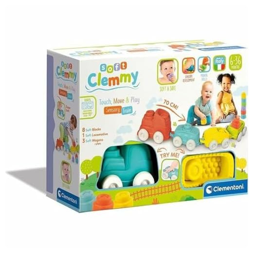 Clementoni - Tren Sensorial - Juguete texturas y bloques bebé- 6 a 36 meses (17424)