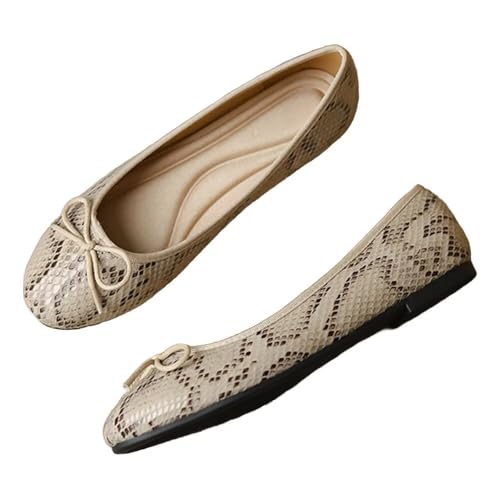 WENJIAZHIZHI Women's Cute Bowknot Ballet Flats Round Toe Flat Shoes Comfortable Dress Shoes Wear to Work Slip On Memory Foam Loafers Dressy Office Shoes