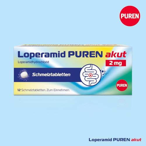 Loperamid PUREN akut 6 Schmelztabletten - schnelle Hilfe bei akutem Durchfall, schnelle Wirkung, gut verträglich, praktisches Format, einfache Anwendung