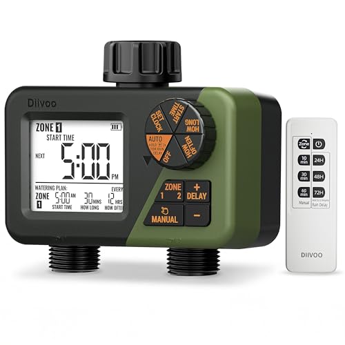 Minuteur arrosage 2 voies Diivoo RF avec télécommande programmable IP66 - 2