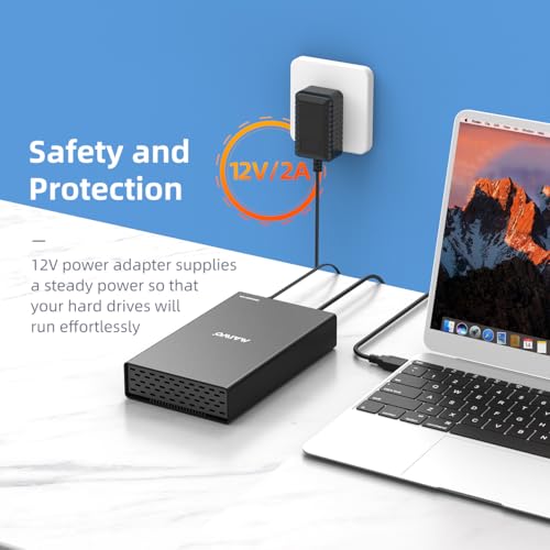 Image of MAIWO USB-C 6Gbps Hard Drive Enclosure for 3.5'' /2.5'' HDD /SSD, Aluminum Alloy Tool-Free 12V /2A Power Supply UASP Acceleration, Compatible with WD Seagate Samsung PS4 Xbox
