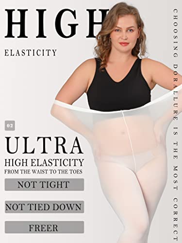 Image of Semi Opaque Thigh High Stockings for Women Silicone Lace Top Nylon Tights of DORALLURE