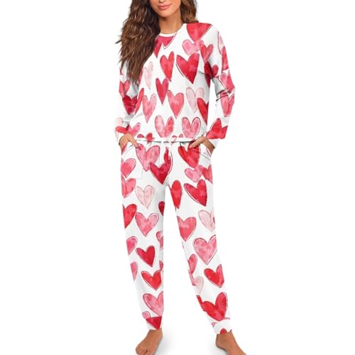 Image of Women's Pajamas Set Soft 2 Piece Loungewear Long Sleeve Pj Set Matching Sleepwear with Pockets for Women Plus Size