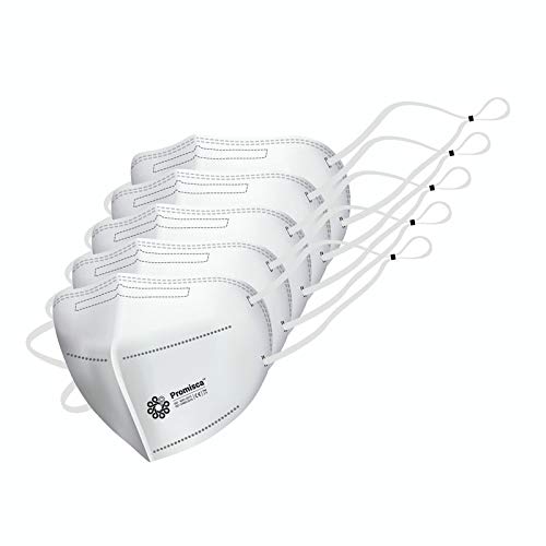 N95 (Pack of 5) Head Loop Style Protective Face Mask 5 layered filtration with genuine Melt Blown and Hot Air Cotton Layers White Regular