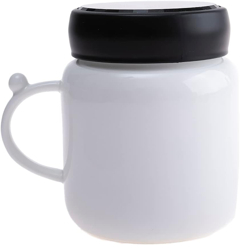 lachineuse - Cute Panda Mug 420ml - Cup with Screw Lid - Asian Japanese Style Pot - Porcelain - Tea Cup, Coffee, Hot Drinks - Japanese Zen Tableware - White
