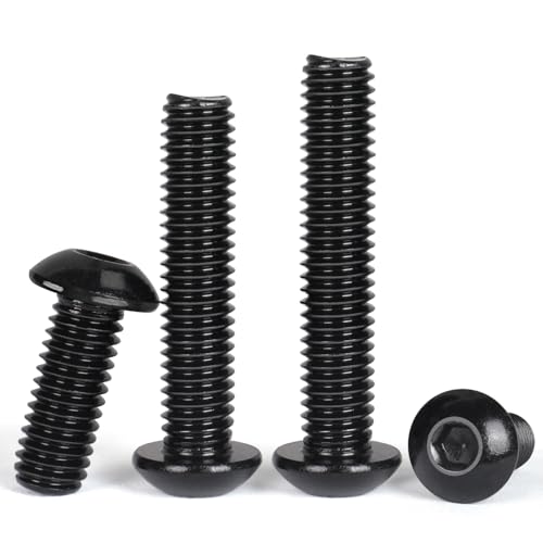 Image of VGBUY 18Pcs 3 /8-16 x 3 /4 inch Button Head Socket Cap Bolts Screws, 304 Stainless Steel 18-8, Black Zinc Plated, Fully Threaded, with Spanner Allen Hex Drive