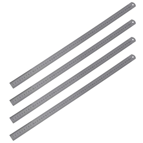 Règle 60cm acier métal rigide avec graduation double face pack de 4