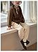 SHENHE Girl's Cardigan Crew Neck Button Down Lantern Sleeve Soft Cute Fall Knit Sweater Brown 4Y