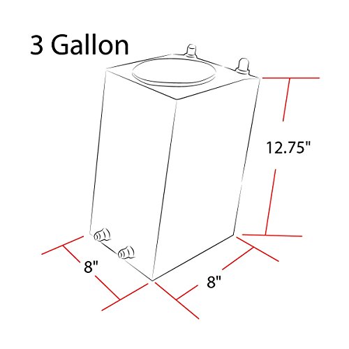 DNA MOTORING 3 Gallons Aluminum Bottom-Feed Fuel Cell Gas Tank 8\" (L) x 8\" (W) x 12.75\" (H),ALU-FT-B-BF-3G