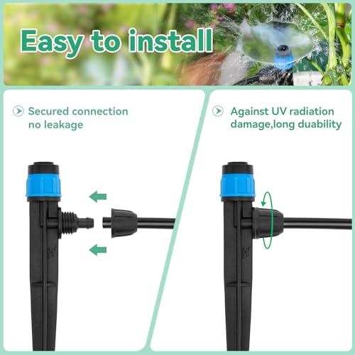 Image of Adjustable Drip Irrigation Emitters for 1 /4 inch Tubing, 25pcs | Adjustable 360 Degree Water Flow, Lock Barbed, Drip Spray Emitters Parts, Garden Watering System