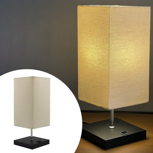 Luminária de Mesa Abajur Base Quadrada Alumínio Com Cúpula de Tec...