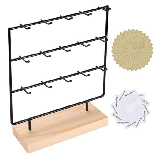 Schmuckständer Holz, 3 Etagen mit 15 Haken Klein Ohrringe Aufbewahrung Schmuck Ständer für Ohrring, Ringe, Armbänder & Schlüsselanhänger(Schwarzer)