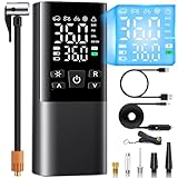 自転車 空気入れ 電動空気入れ Rufus注目 バイク 車 仏/英/米式バルブ対応 最大圧力150PSI 高速充填 自動停止 6000mAh大容量電池 コードレス エアコンプレッサー コンパクト ライターコード/SOS/LED懐中ライト/収納袋付