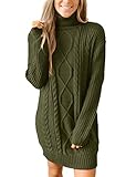 For G and PL Women's Cable Knit Sweater Casual Long Sleeve Loose Turtleneck Dress Jumpsuit Olive M