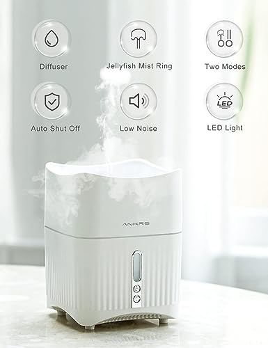 Ankrs Essential Oil Diffusers, 500Ml Jellyfish Mist Ring Aromatherapy Oil Diffuser With 7 Colors Led Lights & 2 Spray Modes, Waterless Auto-Off Cool Mist Humidifiers For Bedroom Large Room Home Office #TOP1