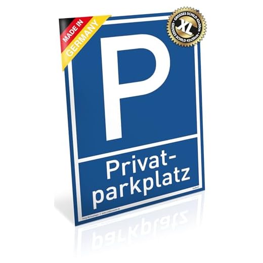 Stor skylt privat parkeringsplats | aluminium 30 x 42 cm | stabil alu skylt med UV-skydd | blå | privat parkering förbjuden | Trifke®