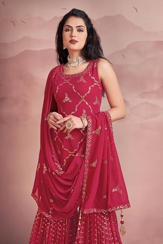 Image of Xomantic Fashion Teal Sequin Embroidered Sharara Set With Kurta And Dupatta