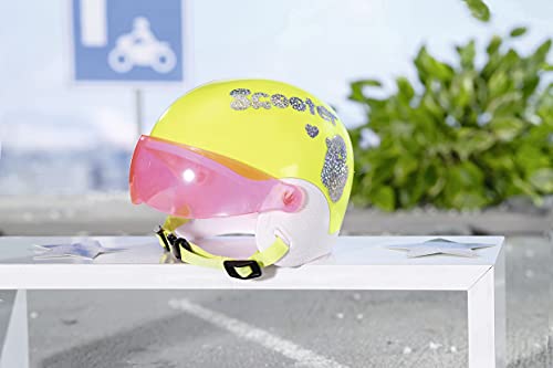 Zapf Creation 830239 BABY born City Scooterhelm 43 cm, gelber Rollerhelm für Puppen mit verstellbarem Visier – Bild 3