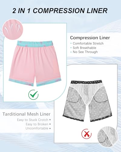 American Trends Mens Swim Trunks with Compression Liner 5 inch Bathing Suits Swimming Swimwear Quick Dry Borad Shorts M-2XL2