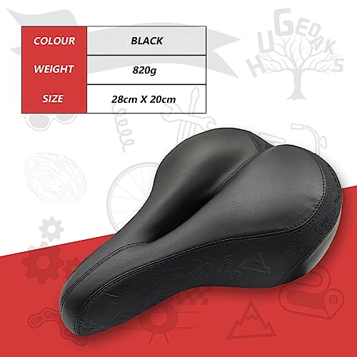 Comfortable Bicycle Seat for Men and Women, Bike Seat with Dual Shock Absorbing Ball, Thick Memory Foam and Tail Light, Suitable for Mountain Bike, Road Bike and Exercise Bike