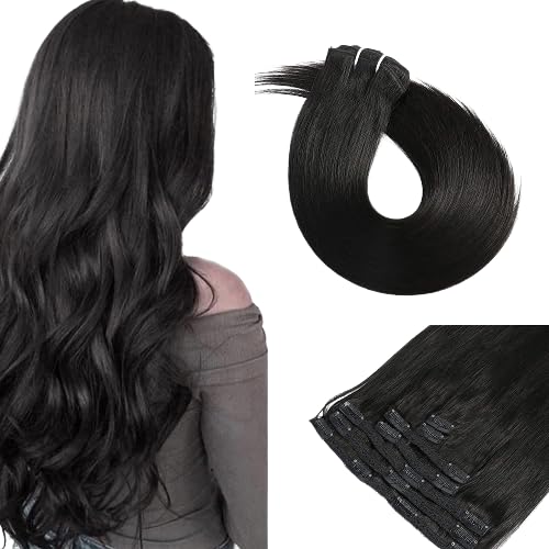 Sheetal Traders Women Hair Extension Long Wavy Natural Black 20 Inches Hairpiece With Double Weft Clip In Extensions 5 BB Clip/Hair Extension for Women Party/Halloween/Christmas