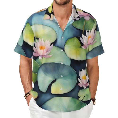 Chemise d'été à manches courtes pour homme avec motif lys noirs