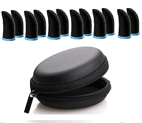 Image of skysia Gaming Finger Sleeves for Mobile Anti-Slip Sweat-Proof Touch Screen Thumb Sleeves with Pouch for PUBG and Other Mobile Games - Multi Colour (12 Pcs IWith 1 Pouch)
