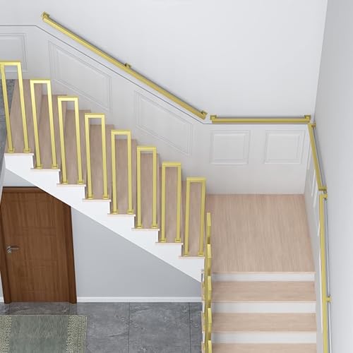 Barandilla de metal moderna para interior/exterior, ajustable, 30600 cm, barandilla de pared para hospitales, baños, patios, elegante acabado dorado (240 cm)