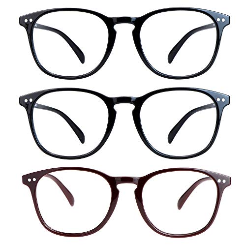 Image of Blue Light Blocking Glasses 3 Pack Square Frame Computer Gaming Reading Glasses Men Women Anti Eyestrain