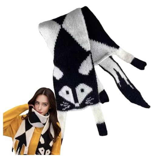 Lenço de inverno Fox | Lenço de malha confortável com padrão Fox - Cachecol de malha para mulheres e meninas, aquecedor de pescoço para ambientes externos, internos, cachecol macio para climas Fovolat