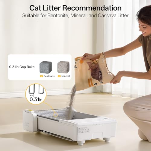 Image of UBPET Open-Top Automatic Cat Litter Box, Self Cleaning Litter Box for Multiple Cats, Weight Sensors Safety Protection, Smart APP Control, Odor-Free, Works with Bentonite Mineral Litter