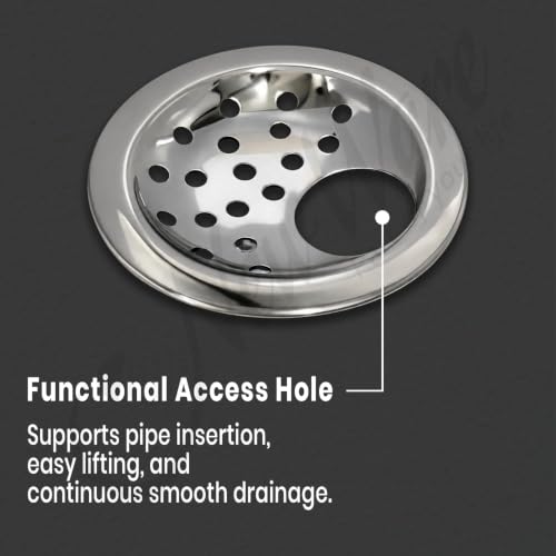 Image of NEW WARE 4 Inch Round Stainless Steel Floor Drain Chrome Finish Bathroom Jali Water Drain Grating Anti Clog Rust Resistant Floor Trap Cover for Bathroom Kitchen Balcony Heavy Duty Durable Pack of 1