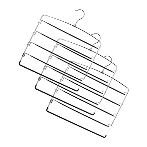 SOLUSTRE 5-Tier Jeans Hangers Metal Pants Hangers 3 Pack Sturdy No-Burrs Space-Saving Organize Your Closet Efficiently