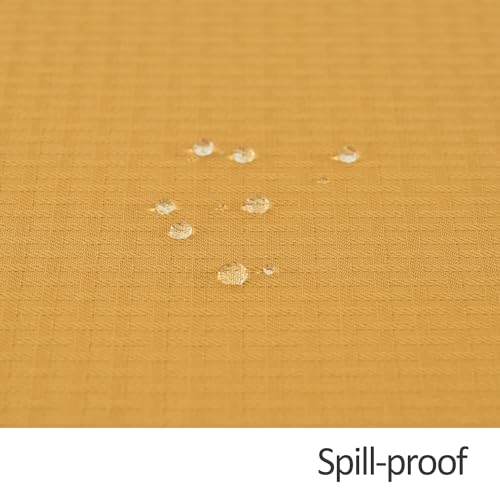 Image of maxmill Round Weaved Texture Design Tablecloth Spill-Proof Wrinkle Free Soft Washable Table Cloth for Circular Table Cover, for Dining Room Banquet Parties Holiday Dinner, 90 Inch Ochre Yellow