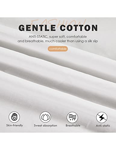 BEAUTELICATE 100% Cotton Half Slip Lightweight Skirt Extender Underskirt for Women 3 Tiered Lace Hem
