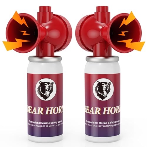 Nicehill 2 Pack Bear Horn 122dB Loud Bear Horns to Scare Bear Handheld Air Horn with Easy Button Operation for Warning Signals & Alerts 1.4oz Red