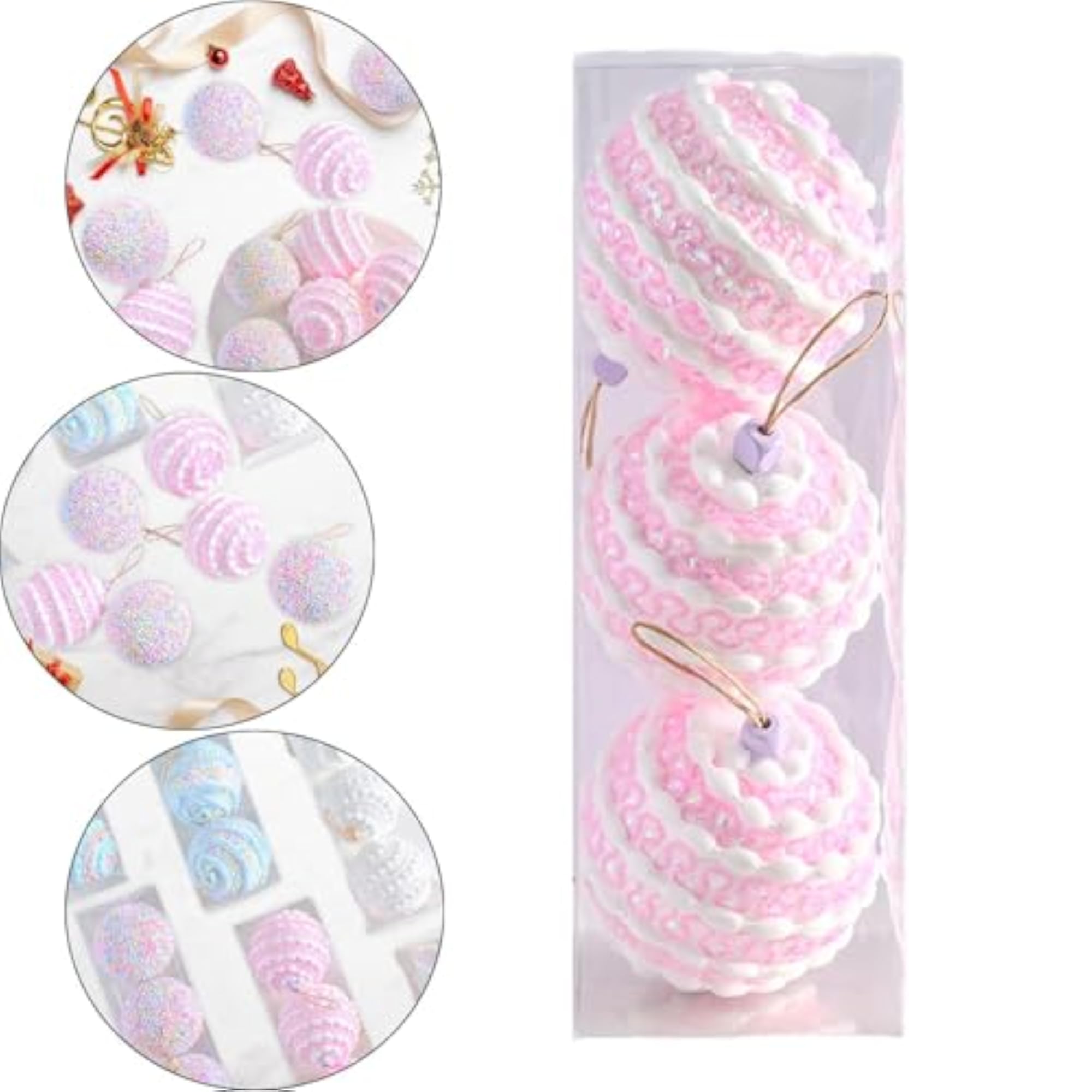 3 Pieces Christmas Balls for Holiday Tree Ornaments