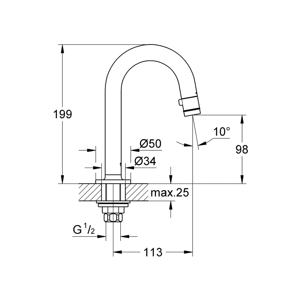 GROHE Universal Waschtisch-Standventil (DN15, C-Auslauf, langlebige Oberfläche), chrom, 20201000