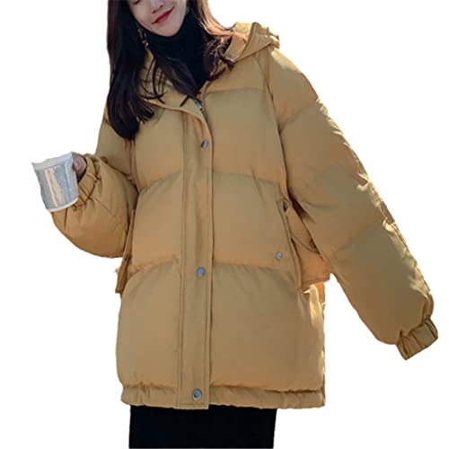 Parka courte femme contre le froid de l'hiver veste jaune ample S