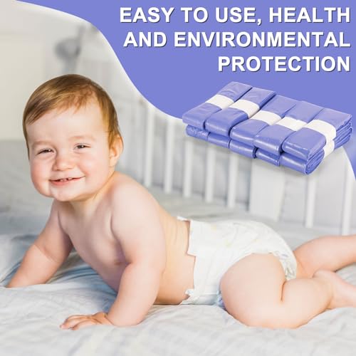 Image of Nappy Bin Refills, 10PCS Nappy Disposal Bags Disposable Diaper Pail Plastic Bags, Diaper Bag Refills Compatible with Angelcare /Tommee Tippee Sangenic and Platex Diaper Genie Diaper Pail, Purple