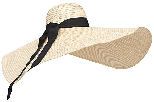 Molodo Sombrero de ala Ancha para Mujer, Sombrero de Verano para Playa, protección Solar UV, Plegable, Reversible, Talla única