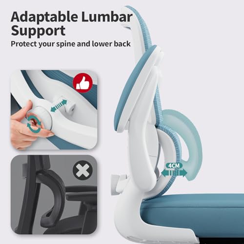 Image of TRALT Office Chair - Ergonomic Desk Chair with Adjustable Lumbar Support, Mesh Computer Chair, Executive Chair for Home Office Comfortable Lumbar Support (1, Sky Blue)