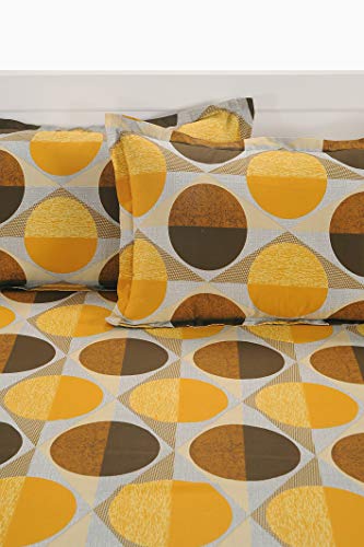 Image of Swayam Pure Cotton Single Bedsheet with 1 Pillow Covers | Size 60 x 90 inch | 160 TC | Geometric Design | Soft Breathable Bed Sheet | Comfortable & Durable for Bedroom - Yellow