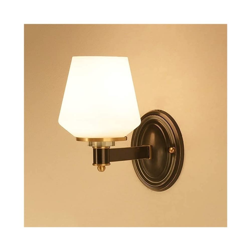 YNIYUJKL Wall Lamp, Wall Lamp Frosted Crystal Lamp,Retro Bedroom Bedside Wall Sconces Whole Copper Living Room Wall Light Aisle Corridor Wall Lamp E27 Lamp Head Wall Light,Single Head
