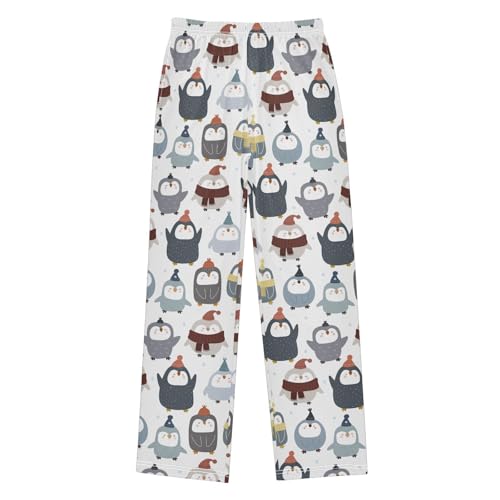 ZZXXB Lovely Penguin with Hat Boys Long Pants Soft Trousers Elastic Waist Kids Lounge Bottoms with Pockets S-XL