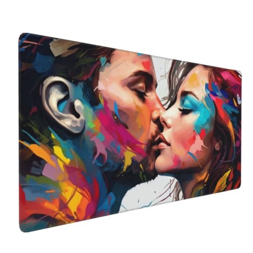 Gaming Mauspad Abstraktes Paar Mauspad XXL 700x400x3 mm XXL Mousepad, Mauspad Gaming Zubehör mit Anti Rutsch Basis Mouse Pad Wasserdicht und Langlebig für Maus und Tastatur, Home Decor Y-7288