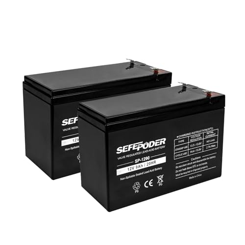 SEFEPODER 12V 9Ah Rechargeable Sealed Lead Acid Battery(SLA) 2 Pack (F2 Terminals)