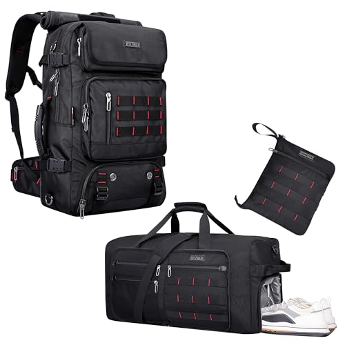 WITZMAN Carry on Travel Backpack for Men Airline Approved Convertible Nylon Duffle Backpack Luggage Bag and Foldable Lightweight Packable Duffel Bag with Shoes Compartment Overnight Bag