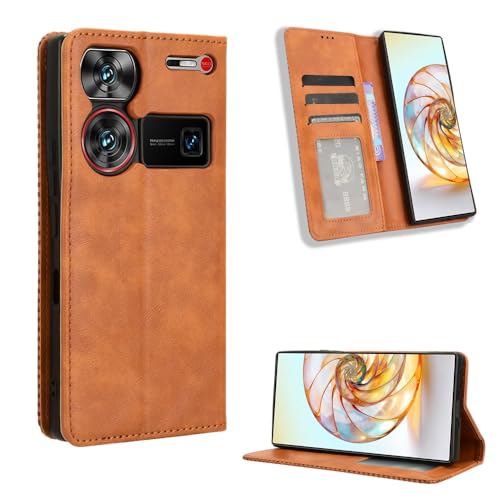 Étui portefeuille nubia Z60 Ultra 5G avec fentes cartes marron